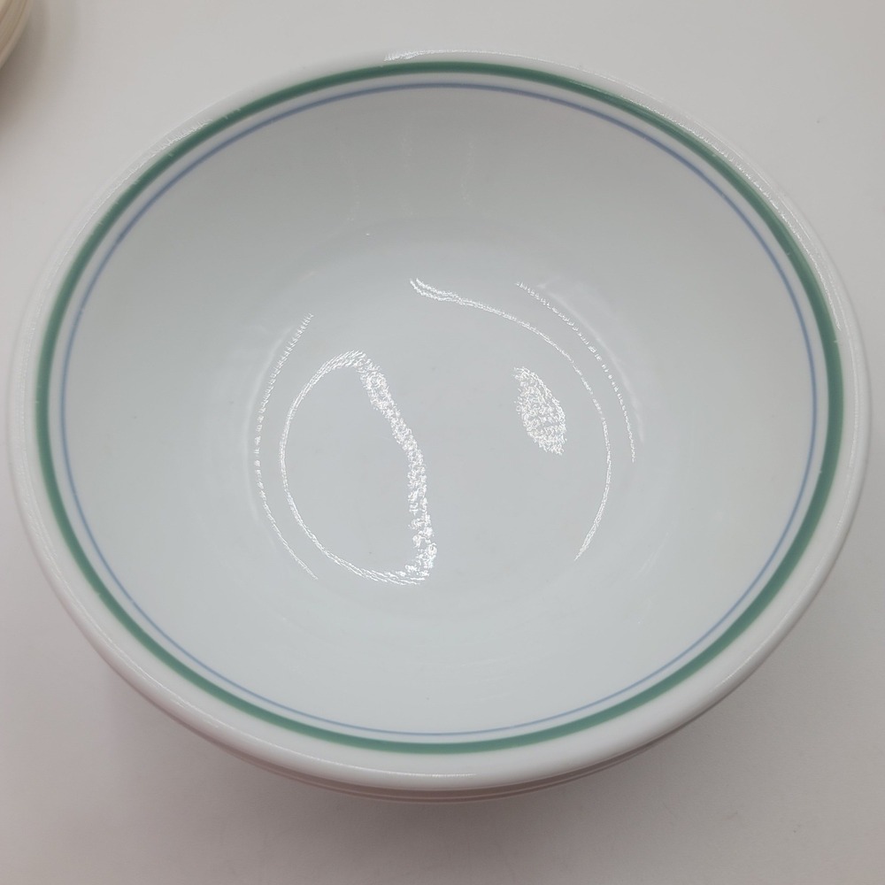 3pc Corelle Livingware Rosemary Soup Cereal Bowls White Green Blue Band
